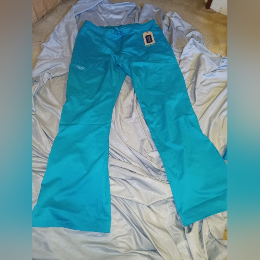 NWT Women's Cherokee Teal Wide Leg Drawstring Workwear Scrub Pants M